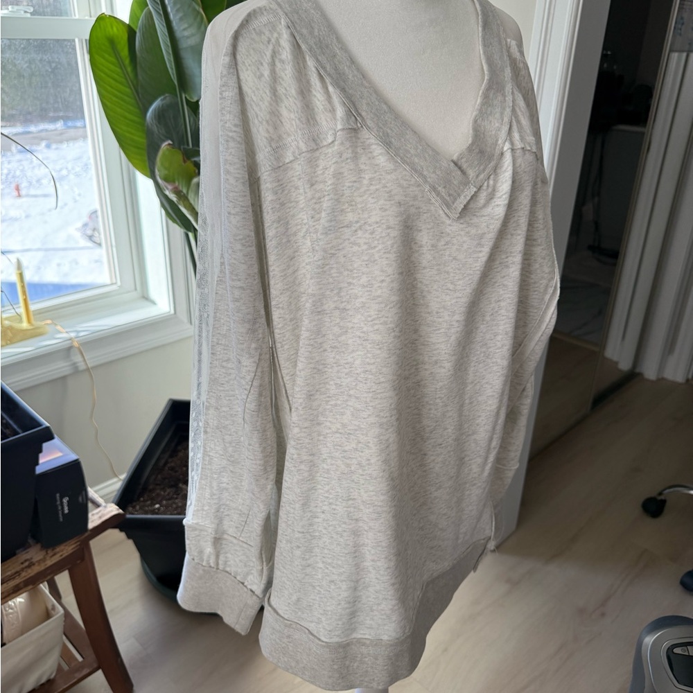 White Birch Light Gray V-Neck Sweatshirt